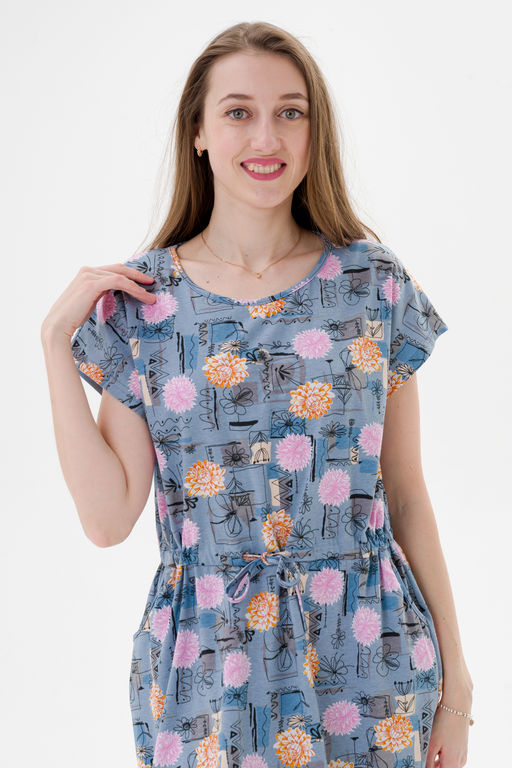 Платье женское домашнее из кулирки Лана астра макси - Амадэль фото 5