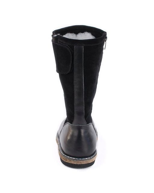 Монголки женские на войлочной подошве., Черные. Кожа. Молния. Подклад овчина.