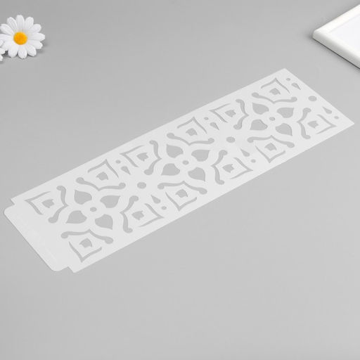 Трафарет бордюрный пластик «Геометрические цветы», 40×12 см