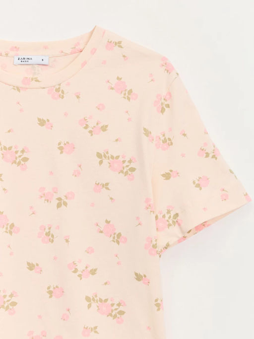 Футболка из хлопка с цветочным принтом ZR2605013417-243 / Zarina
