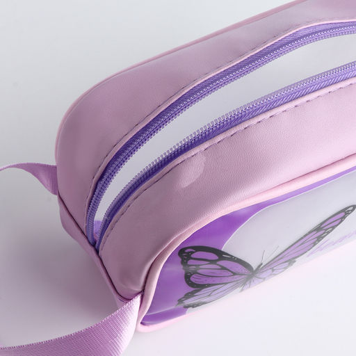 Косметичка на молнии для бассейна, с ручкой, с принтом Бабочка, сиреневая - Simaland фото 3