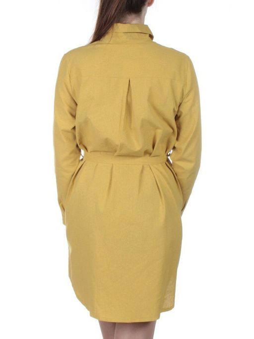 803 YELLOW Платье хлопковое с воротником Fashion