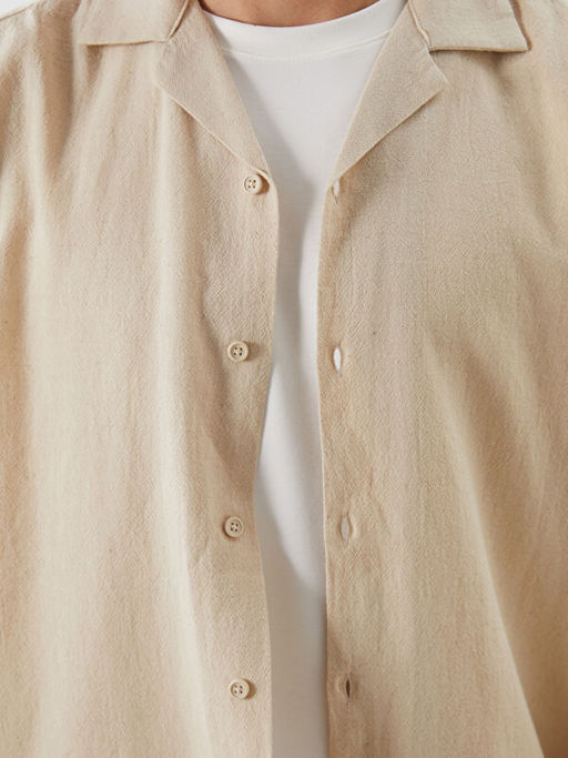 Regular Fit Keten Kar???ml? Erkek G?mlek