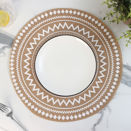 Цена за 12 шт. Салфетка сервировочная на стол Доляна Африка, d=38 см, цвет белый  фото 7