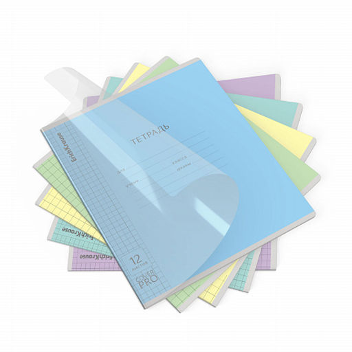 Цена за 10 шт. Тетрадь школьная ученическая с пластиковой обложкой на скобе ErichKrause Классика CoverPrо fizzy, А5+, 12 листов, клетка_MIX-PACK