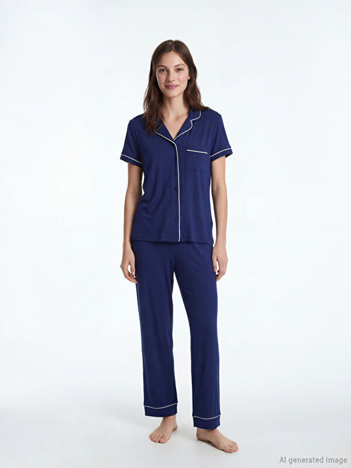 G?mlek Yaka Kad?n Pijama Tak?m