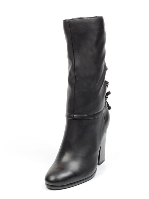 02-YF189-200M BLACK Полусапоги зимние женские (натуральная кожа, натуральный мех (еврозима)) - Фабричный китай фото 3