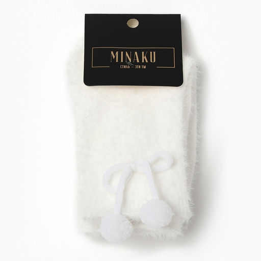 Носки махровые MINAKU с бамбошками, белый, р-р 36-39 (23-25 см)