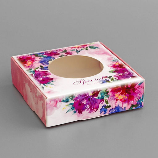 Цена за 5 шт. Коробка подарочная сборная с окном, упаковка, «Подарок для тебя», 10×10×3 см