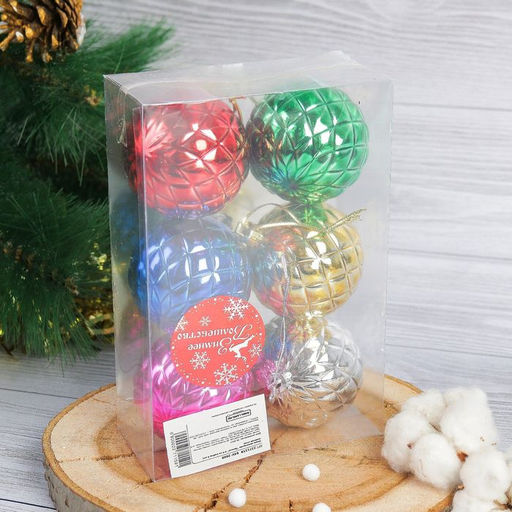 Ёлочные игрушки Прокси сеточка, шары новогодние, d=6 см, набор 6 шт., МИКС - Зимнее волшебство фото 2