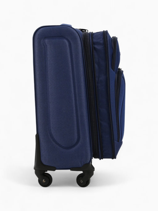 Чемодан на колёсах маленький 45 л (S), на молнии, кодовый замок, 4 колеса, синий