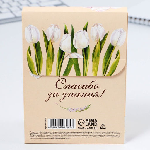 Подарочный набор, ежедневник А6, 120 л., фигурная свеча «Учителю, который вдохновляет»