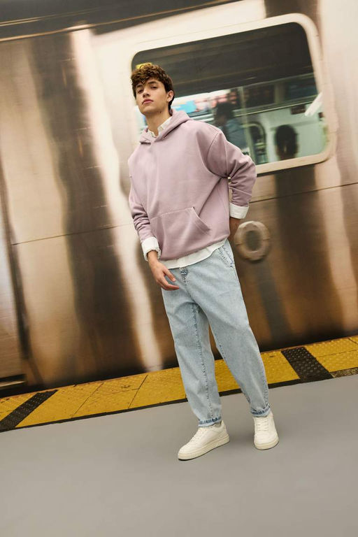 Базовый свитшот Oversize с капюшоном - Defacto фото 2