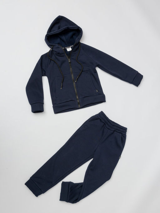 058 Детский утепленный костюм на молнии, т.синий - Knitka wear фото 2
