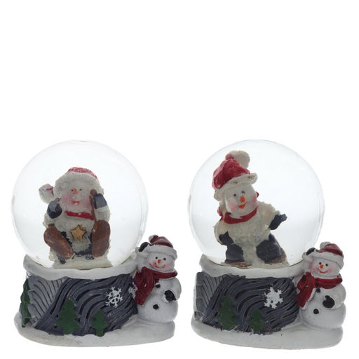 Фигурка декоративная "Снеговик" в стекл шаре, L5,5 W5 H6 см, 2в.
