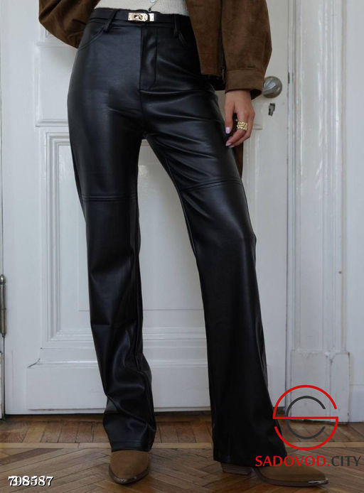Брюки из матовой экокожи с ремнем - Bruno фото 3