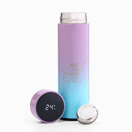 Термос Ты у себя одна, 500 мл, с ситечком, с датчиком температуры