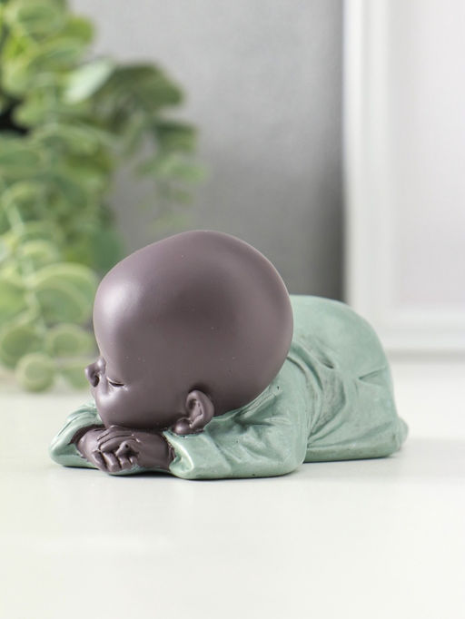 Сувенир полистоун "Маленький спящий будда" зелёно-коричневый 6,5х11х5,3 см