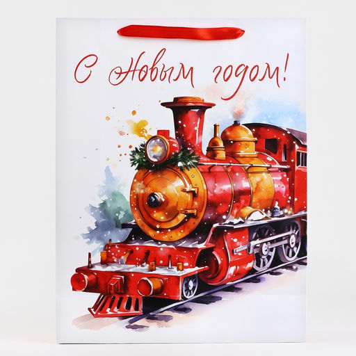 Пакет подарочный новогодний ламинированный «С Новым годом», L 31×40×11.5 см