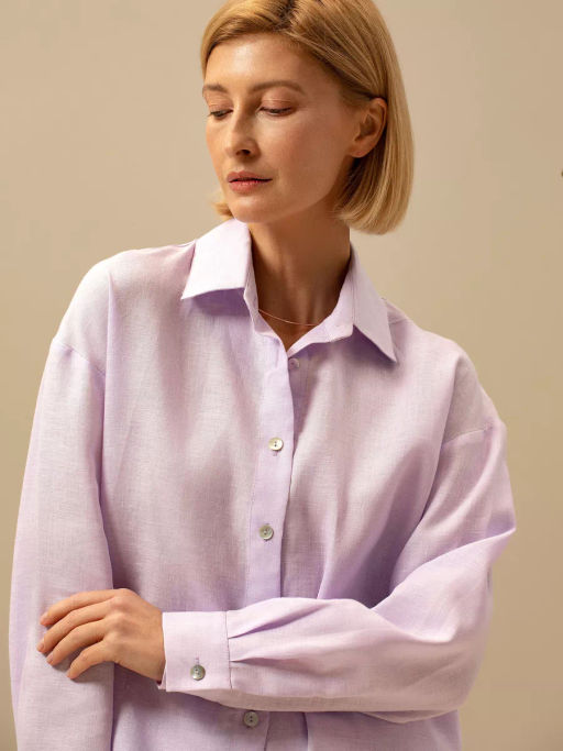 Рубашка женская Лён Белый - Modamica фото 34