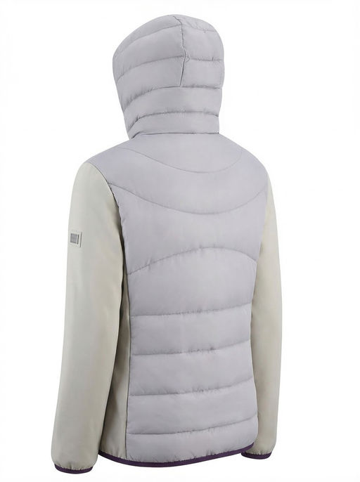 Куртка женская гибридная стёганая с капюшоном с графеновой подкладкой серого цвета 9630_1Sr