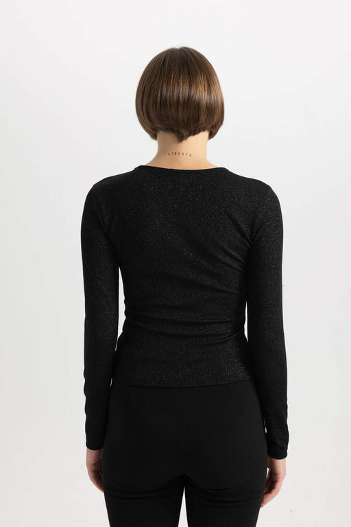 Облегающая футболка с круглым вырезом и длинными рукавами - Defacto фото 7