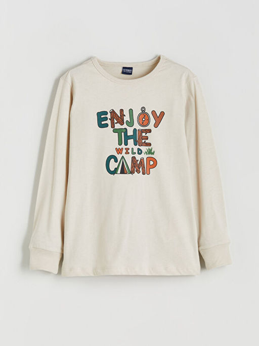 Bisiklet Yaka Bask?l? Erkek ?ocuk Pijama Tak?m?