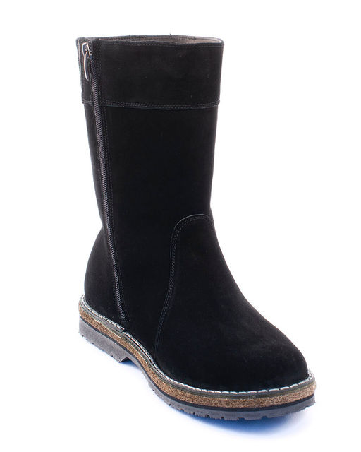 Полусапоги женские на войлочной подошве., Замша, овчина, войлок, лепесток