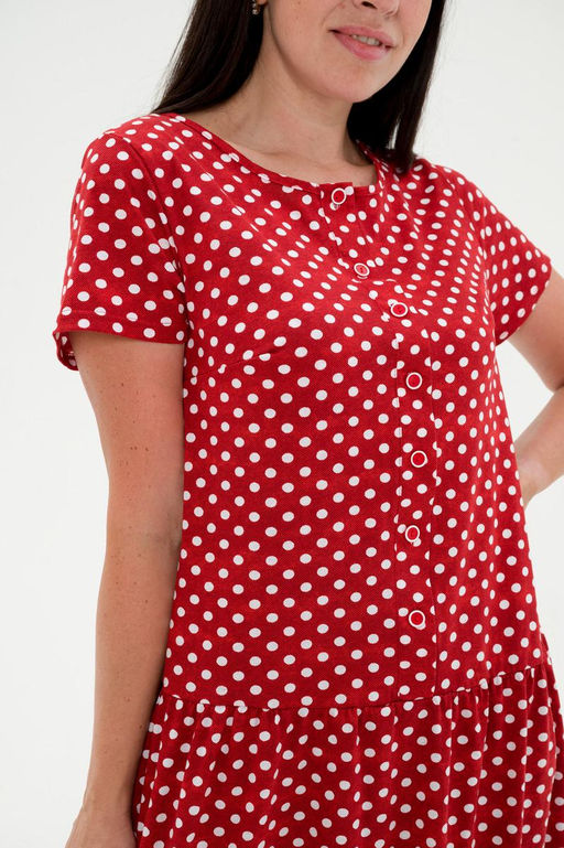 Платье женское из кулирки Кармелита горошек красный - Амадэль фото 11
