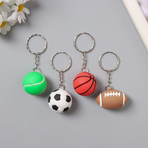 Цена за 12 шт. Брелок для ключей на кольце «Спорт», резина, 3.5×2.5×1.5 см, МИКС