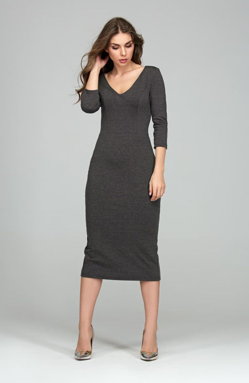 Платье миди серый - Donna saggia фото 4