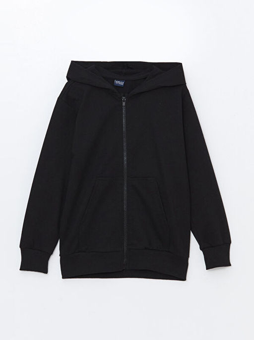 Kap??onlu Erkek ?ocuk Fermuarl? Sweatshirt