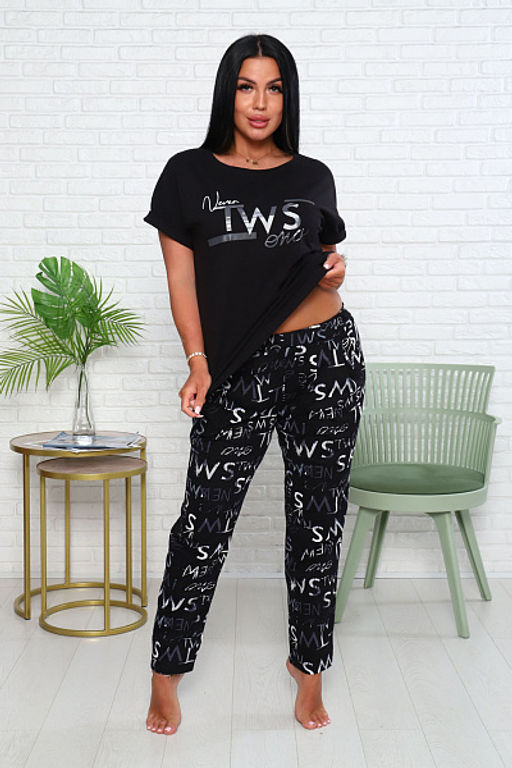 Костюм с брюками чинос, принт, черный (911-1) - Плиона фото 5