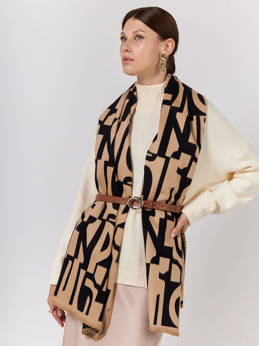 в СОСТАВЕ ШЕРСТЬ и КАШЕМИР Большой, мягкий, теплый однотонный двусторонний палантин. - Tantino фото 3