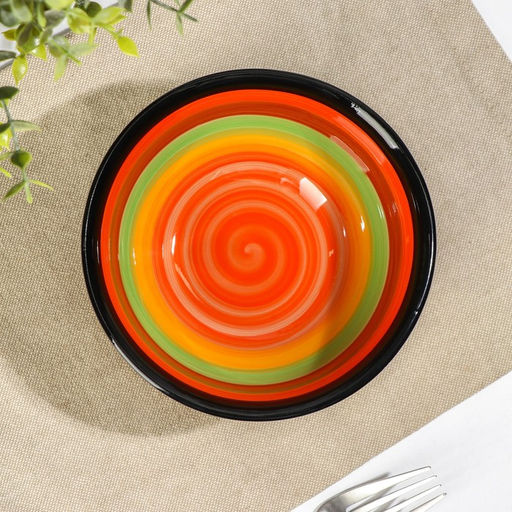 Салатник керамический Доляна Индия, 450 мл, d=14 см, цвет оранжевый  фото 3