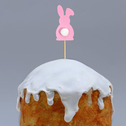 Цена за 2 шт. Топпер для украшения кулича «Кролик» на пасху, 7×3.7 см