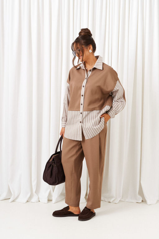 Костюм Beautiful Free 6438 какао+серая полоска