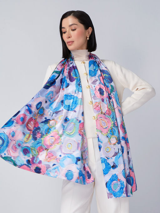 Большой, мягкий, тонкий и очень нежный двусторонний палантин с рисунком