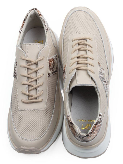 03-C129-2 BEIGE Кроссовки женские (натуральная кожа)