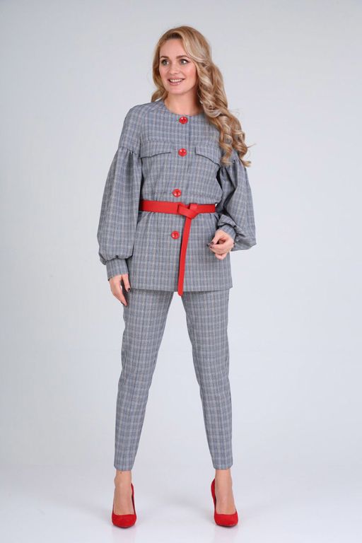 Костюм Gamma & Gracia 445 серый синяя клетка  фото 3