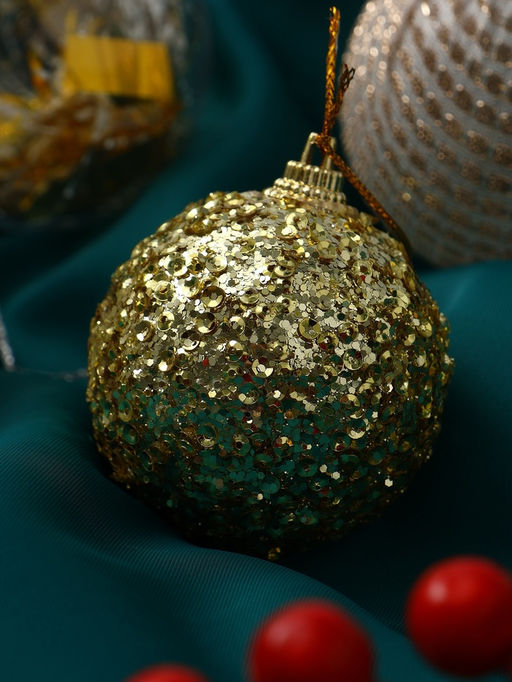 Ёлочные игрушки Капризы зимы, шары новогодние, d=6 см, 9 шт. золото - Зимнее волшебство фото 11