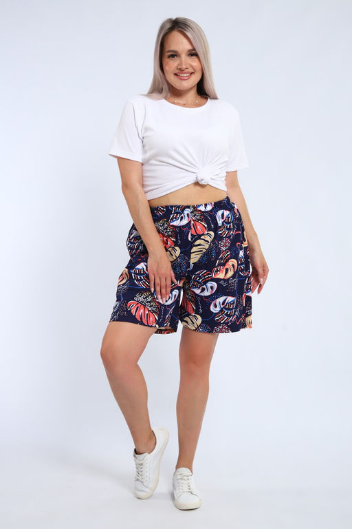 Шорты женские из кулирки Цветник папоротник макси