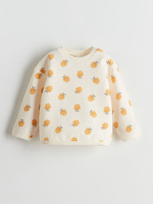 Bisiklet Yaka Bask?l? K?z Bebek Sweatshirt ve Tayt 2li