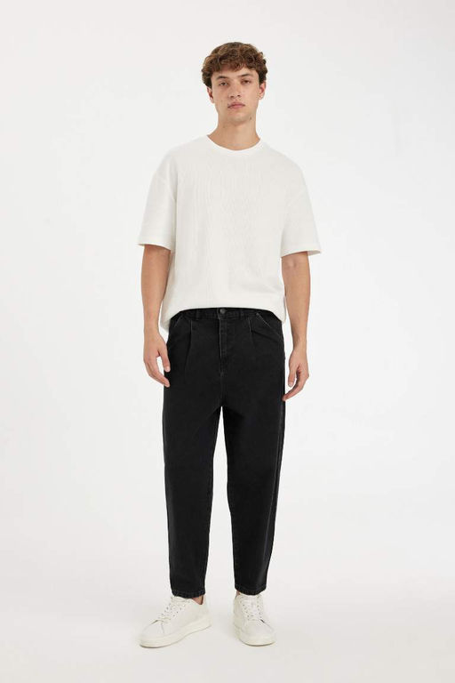 Джинсовые брюки стандартного кроя с завышенной талией свободного кроя и объемным кроем - Defacto фото 3