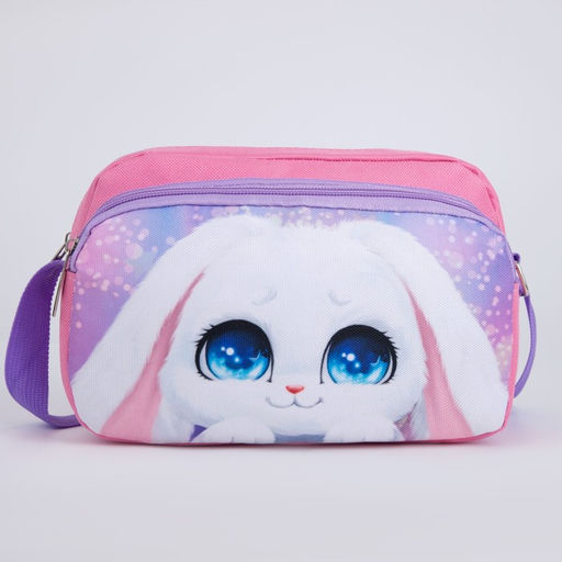 Сумка детская текстильная, 2 кармана, 22х14х6см, Зайка с цветами - NAZAMOK KIDS фото 2