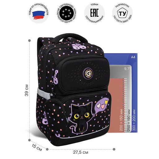 RAn-588-3 Рюкзак школьный с чехлом для мелочей - Grizzly фото 38