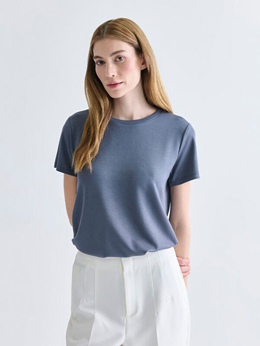 Bisiklet Yaka Kad?n Ti??rt