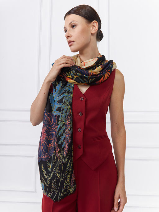 Большой, мягкий, тонкий и очень нежный двусторонний палантин с рисунком. - Tantino фото 9