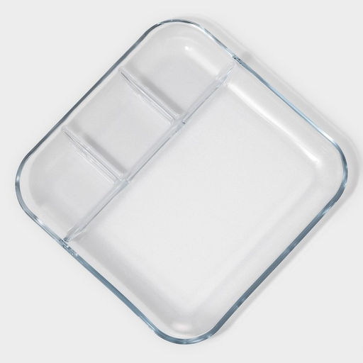 Менажница для запекания Доляна, 4 секции, жаропрочное стекло, прозрачная