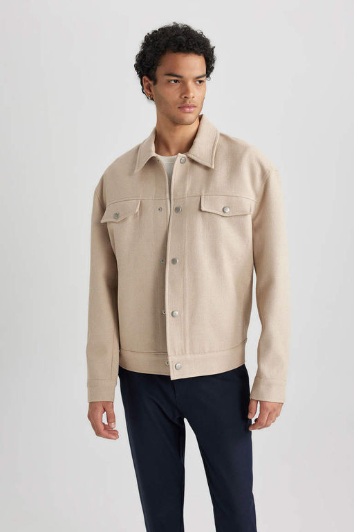 Пальто Relax Fit с воротником-поло на хлопковой подкладке - Defacto фото 5